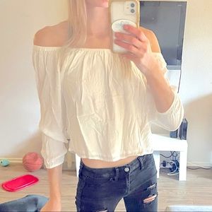 White Off the shoulder mid sleeve top